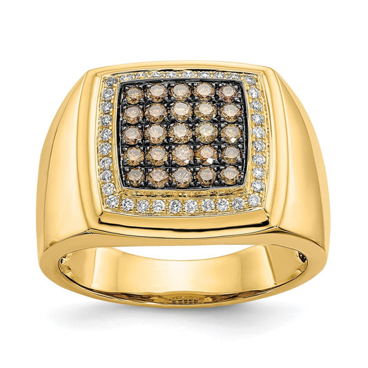 IB Goodman 7/8 carat Champagne and Diamond Cluster Mens Ring - WBC