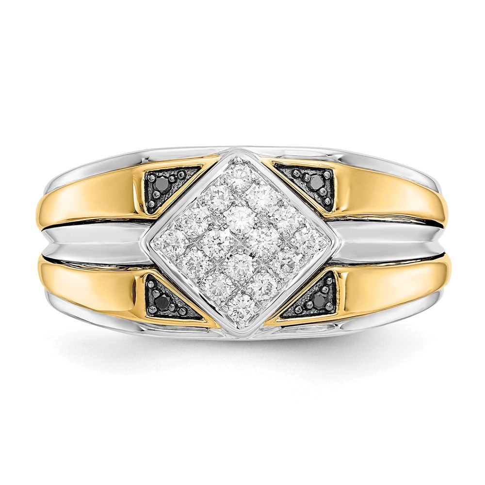 IB Goodman Two-tone 1/3 carat Black and Diamond Square Cluster Mens Ring - WBC