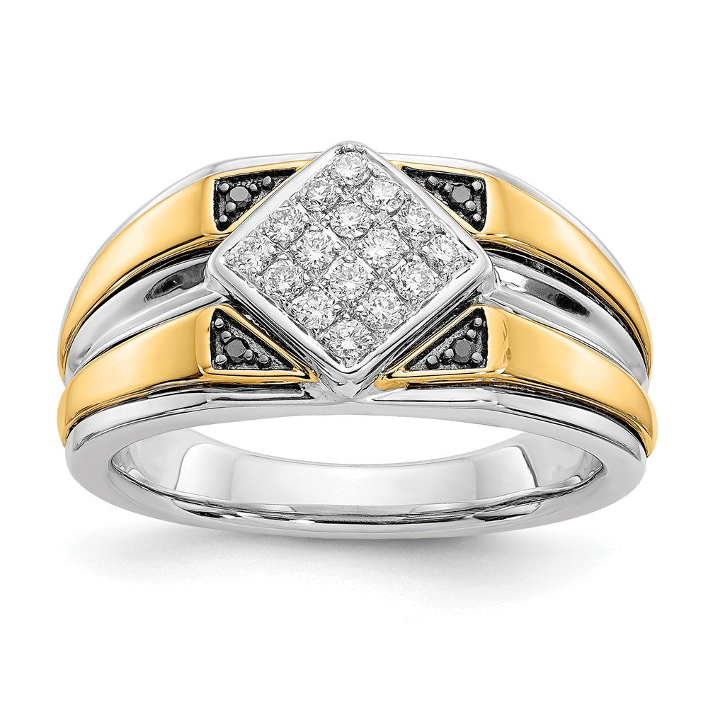 IB Goodman Two-tone 1/3 carat Black and Diamond Square Cluster Mens Ring - WBC