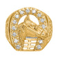 IB Goodman Mens 1/2 carat Diamond Horseshoe with Horse in Center Mens Ring - WBC