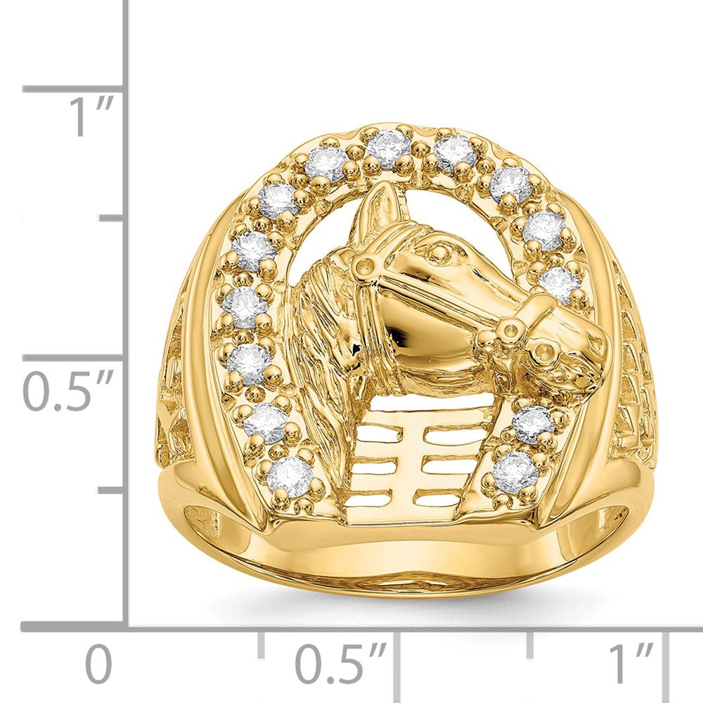IB Goodman Mens 1/2 carat Diamond Horseshoe with Horse in Center Mens Ring - WBC