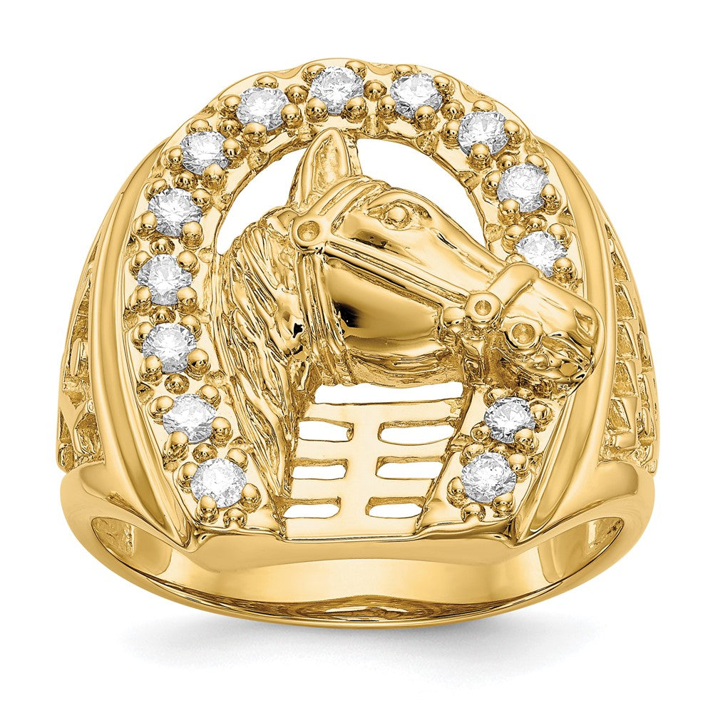IB Goodman Mens 1/2 carat Diamond Horseshoe with Horse in Center Mens Ring - WBC