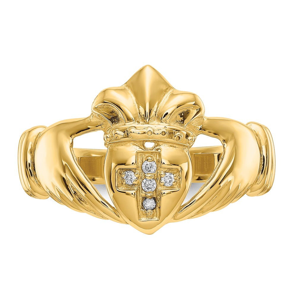 Mens 1/20 carat AA Diamond Claddagh Ring - WBC