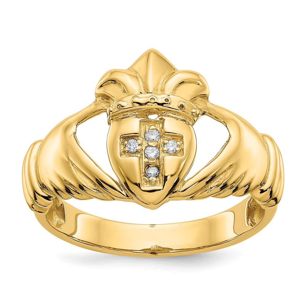 Mens 1/20 carat AA Diamond Claddagh Ring - WBC