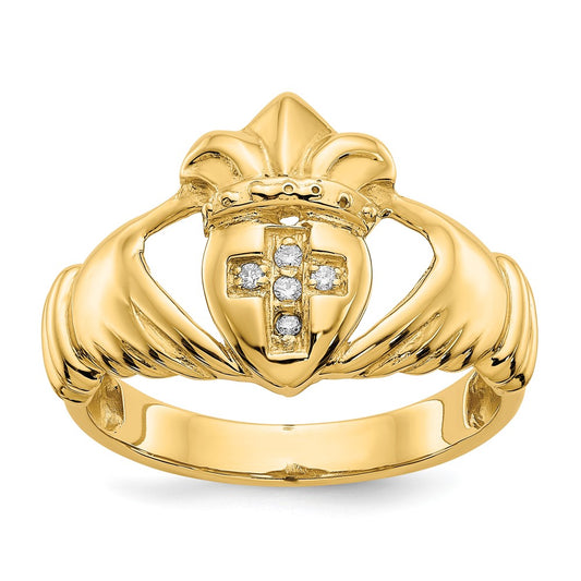 Mens 1/20 carat AA Diamond Claddagh Ring - WBC