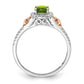 and Oval Peridot and 1/4 carat Diamond Halo Ring - WBC