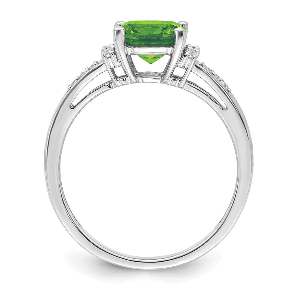 Cushion Peridot and 1/10 carat Diamond Ring - WBC