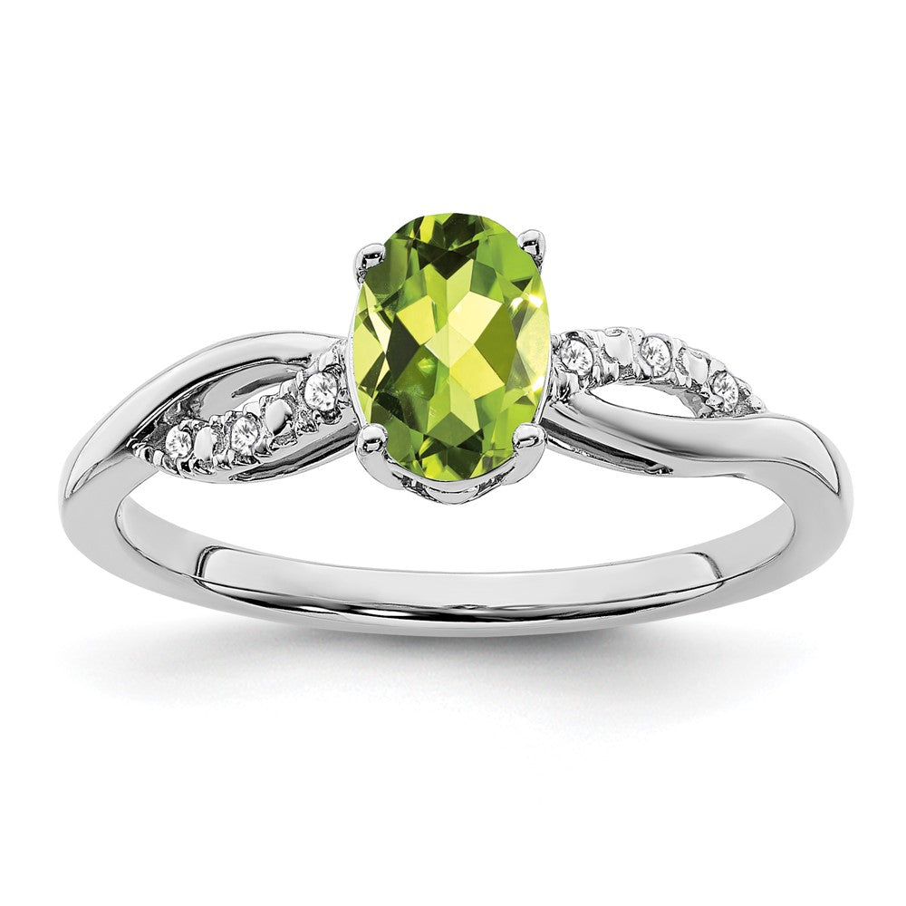 Oval Peridot and 1/20 carat Diamond Ring - WBC