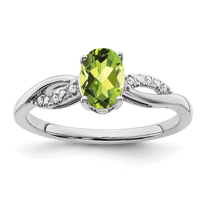 Oval Peridot and 1/20 carat Diamond Ring - WBC
