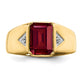 IB Goodman Emerald-cut Lab-Created Ruby and 1/20 carat Diamond Polished Mens Ring - WBC