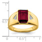 IB Goodman Emerald-cut Lab-Created Ruby and 1/20 carat Diamond Polished Mens Ring - WBC