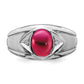 IB Goodman Oval Lab-Created Ruby Cabochon and Diamond Mens Ring - WBC