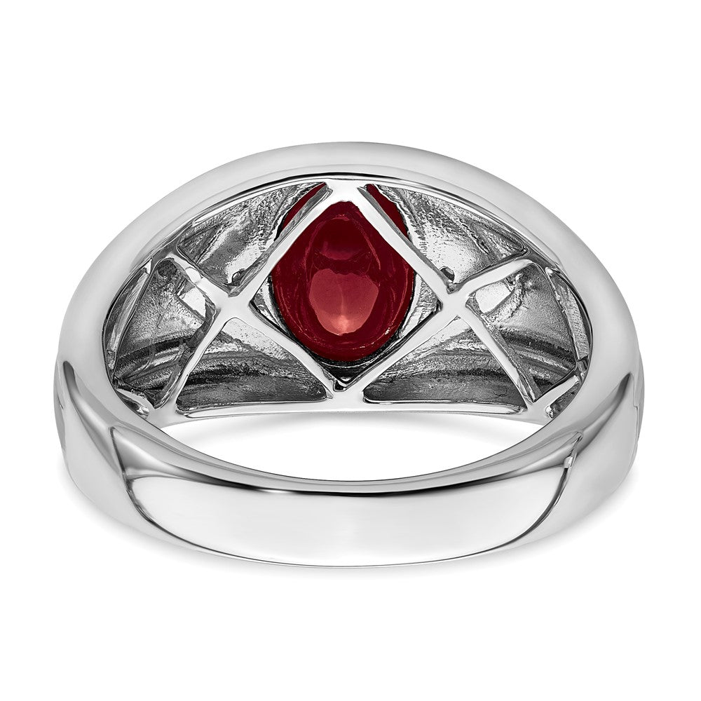 IB Goodman Oval Lab-Created Ruby Cabochon and Diamond Mens Ring - WBC