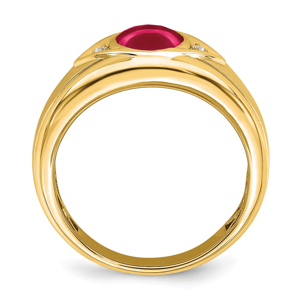 IB Goodman Oval Lab-Created Ruby Cabochon and Diamond Mens Ring - WBC