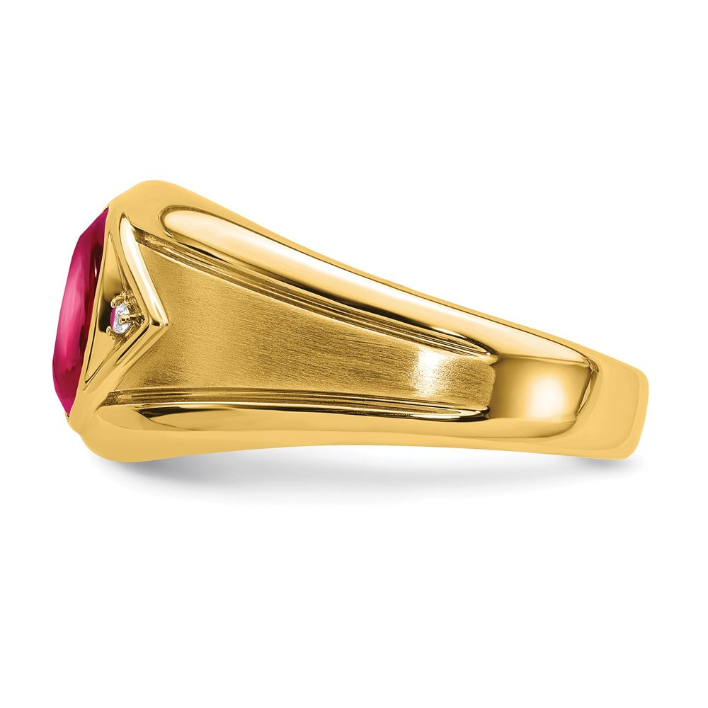 IB Goodman Oval Lab-Created Ruby Cabochon and Diamond Mens Ring - WBC