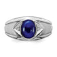 IB Goodman Oval Lab-Created Sapphire Cabochon and Diamond Mens Ring - WBC