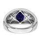 IB Goodman Oval Lab-Created Sapphire Cabochon and Diamond Mens Ring - WBC