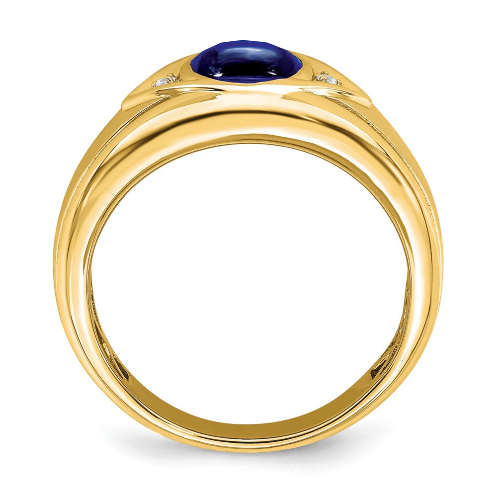IB Goodman Oval Lab-Created Sapphire Cabochon and Diamond Mens Ring - WBC