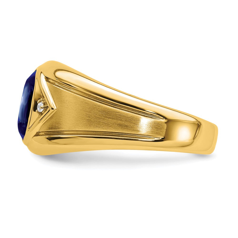 IB Goodman Oval Lab-Created Sapphire Cabochon and Diamond Mens Ring - WBC