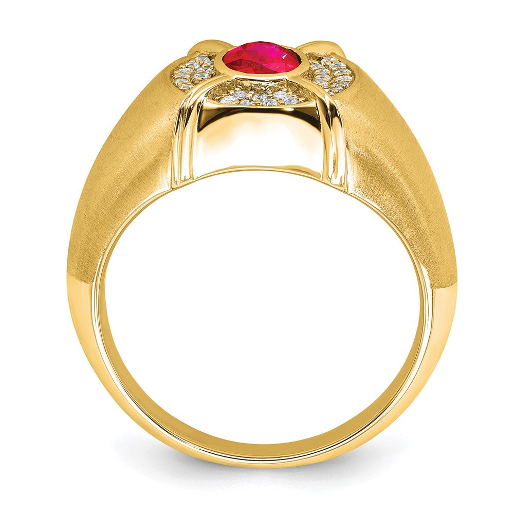 IB Goodman Oval Ruby and 1/5 carat Diamond Mens Ring - WBC
