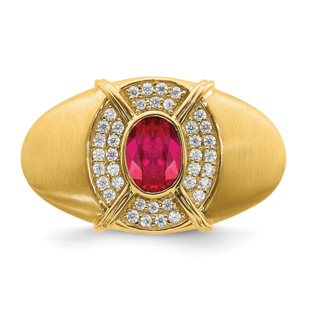 IB Goodman Oval Ruby and 1/5 carat Diamond Mens Ring - WBC
