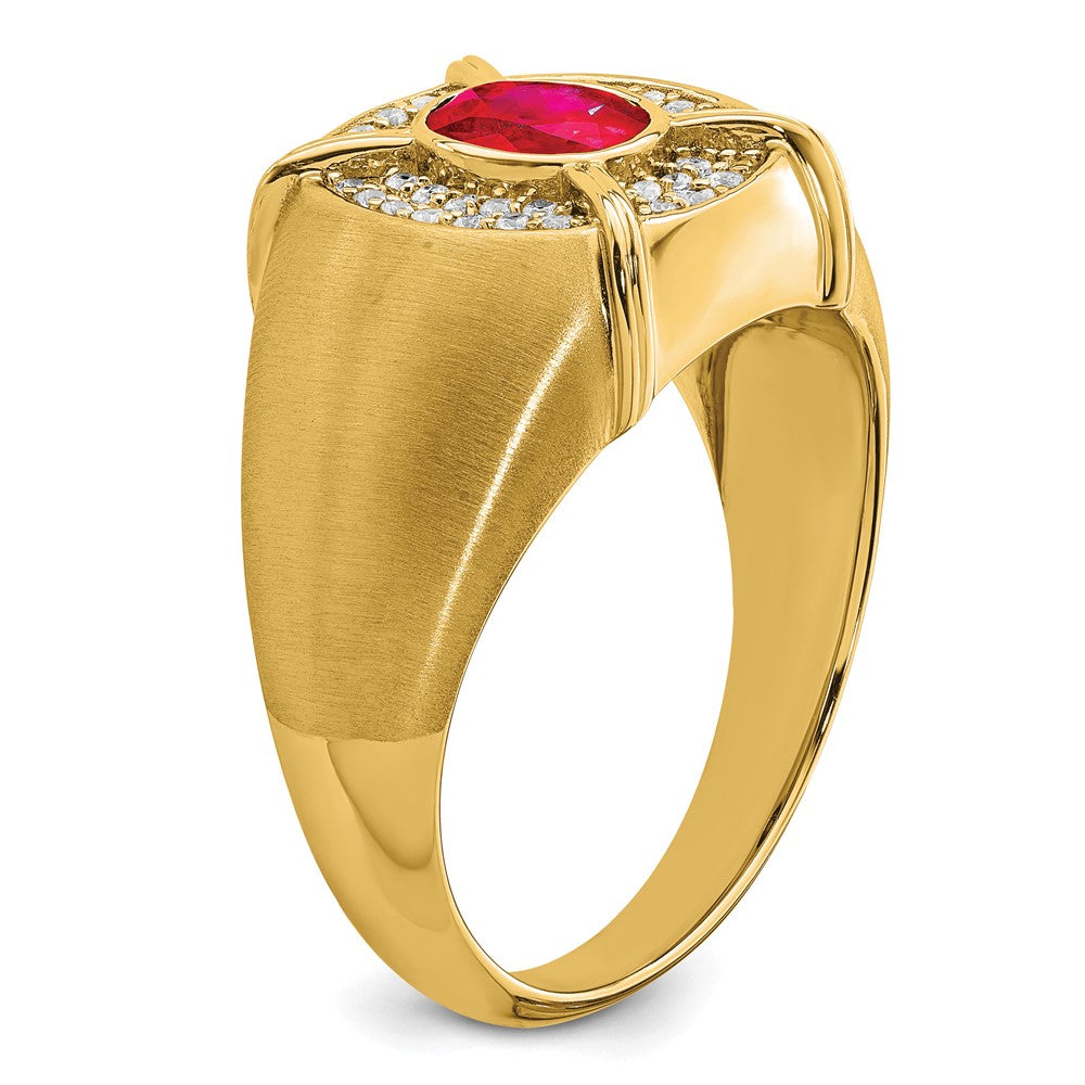 IB Goodman Oval Ruby and 1/5 carat Diamond Mens Ring - WBC