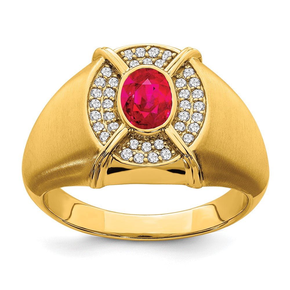 IB Goodman Oval Ruby and 1/5 carat Diamond Mens Ring - WBC
