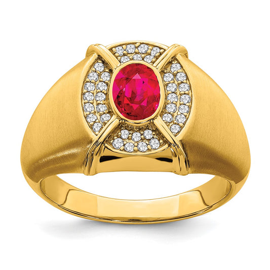 IB Goodman Oval Ruby and 1/5 carat Diamond Mens Ring - WBC