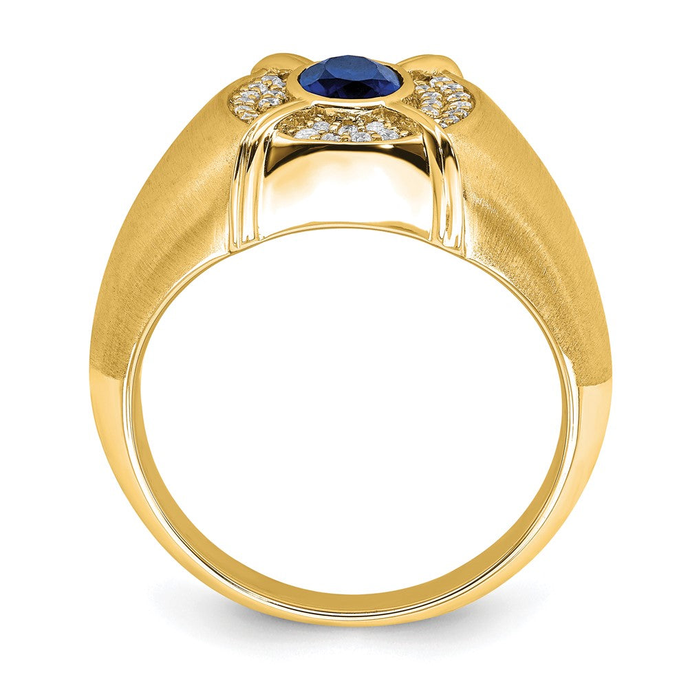 IB Goodman Oval Sapphire and 1/5 carat Diamond Mens Ring - WBC