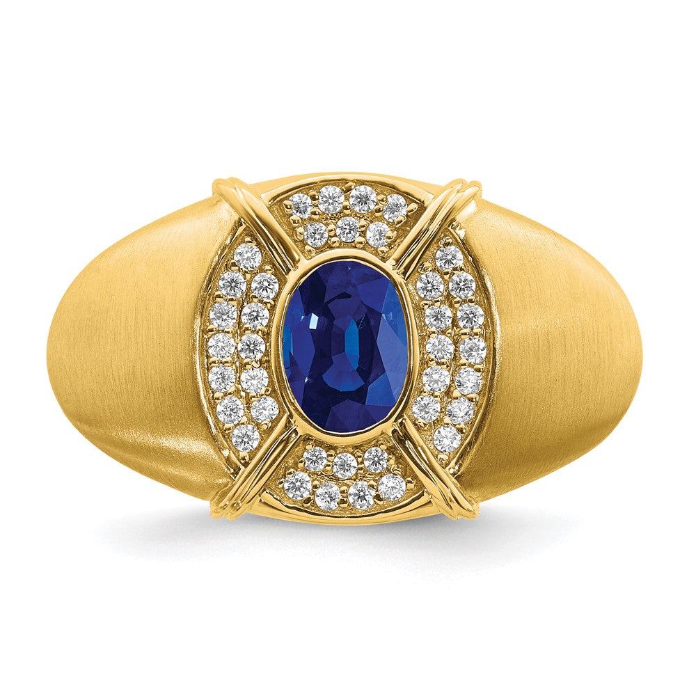 IB Goodman Oval Sapphire and 1/5 carat Diamond Mens Ring - WBC