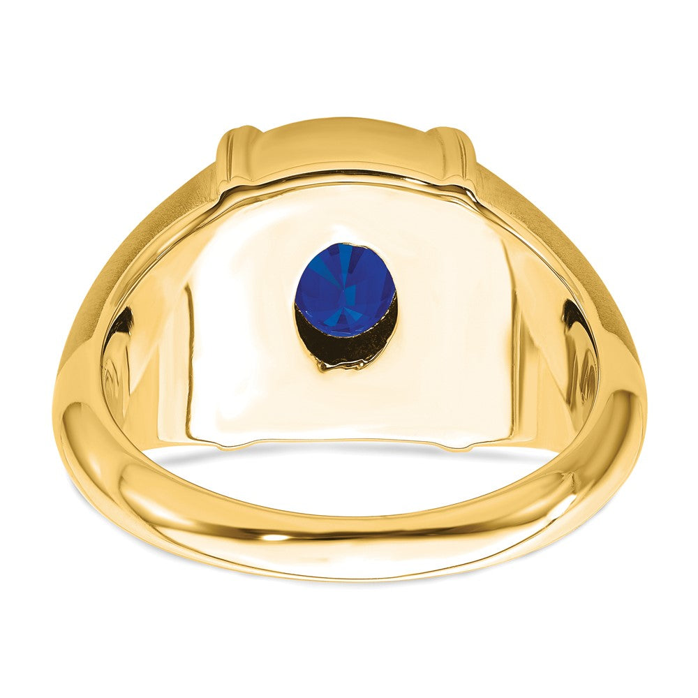 IB Goodman Oval Sapphire and 1/5 carat Diamond Mens Ring - WBC