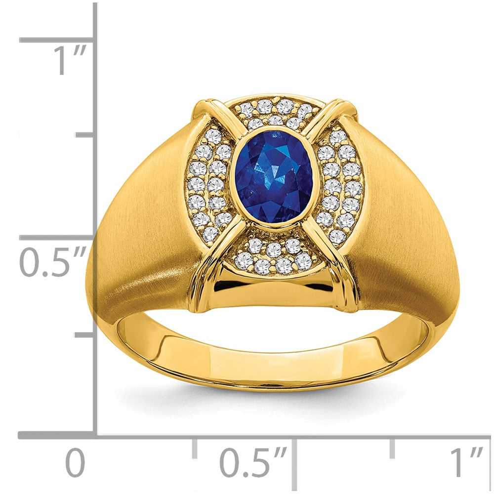 IB Goodman Oval Sapphire and 1/5 carat Diamond Mens Ring - WBC