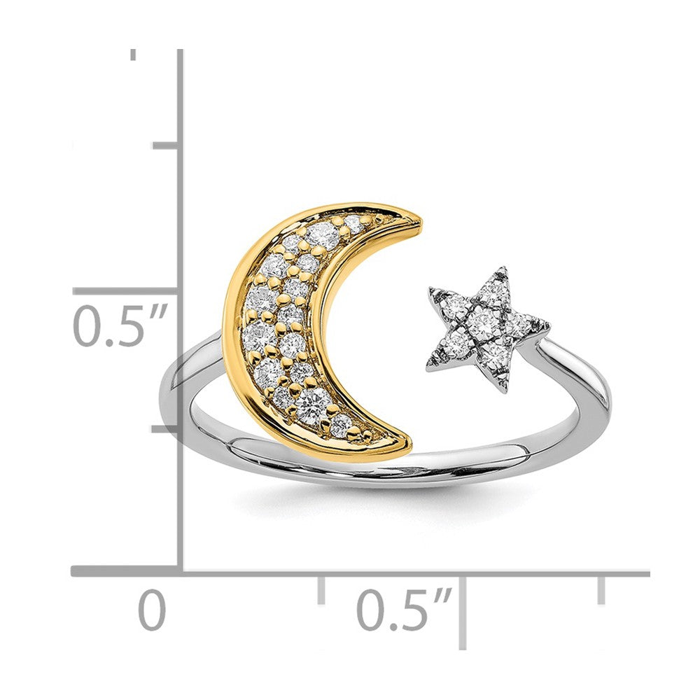 Two-tone 1/6 carat Diamond Moon with Star Ring - WBC
