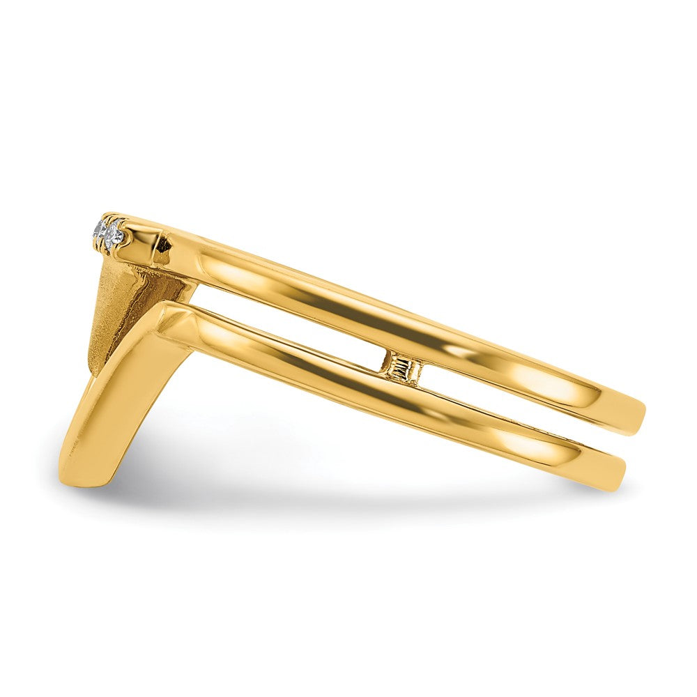 Satin and Polished 1/20 carat Diamond Double Triangle Ring - WBC