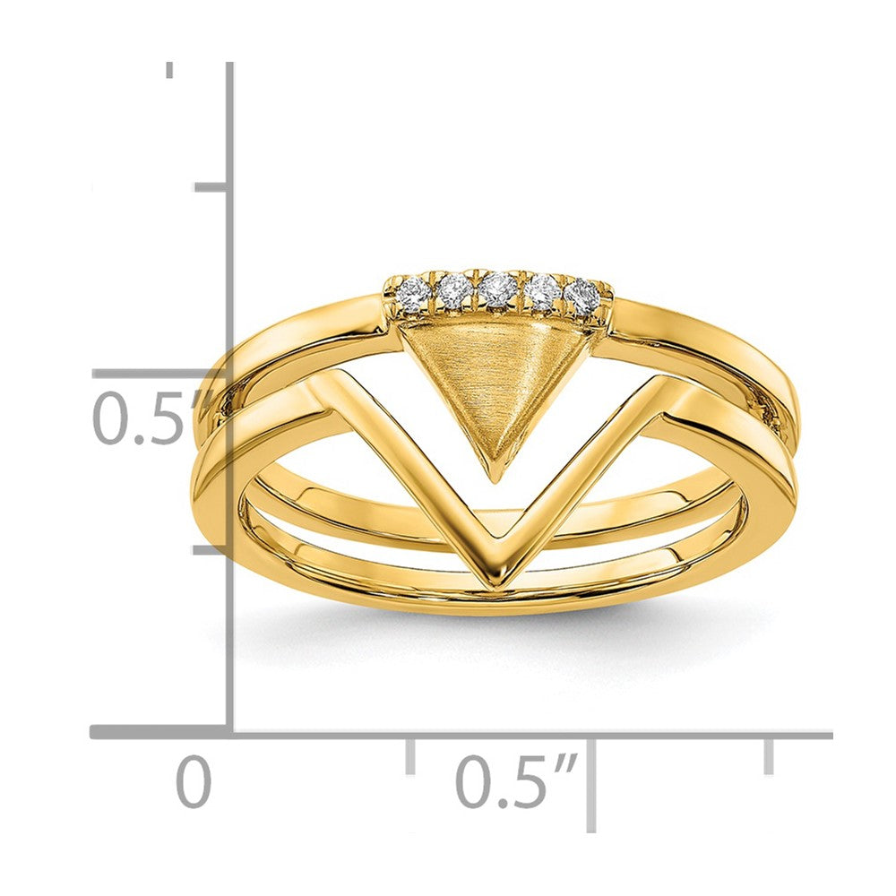 Satin and Polished 1/20 carat Diamond Double Triangle Ring - WBC