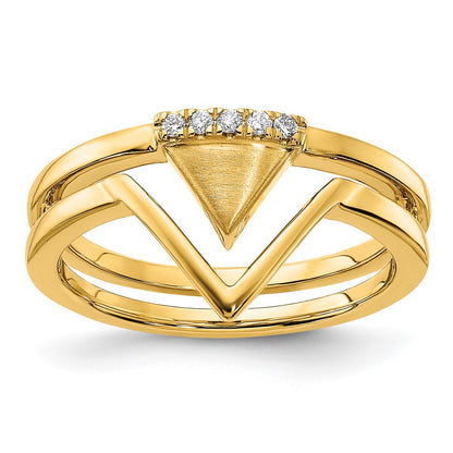 Satin and Polished 1/20 carat Diamond Double Triangle Ring - WBC