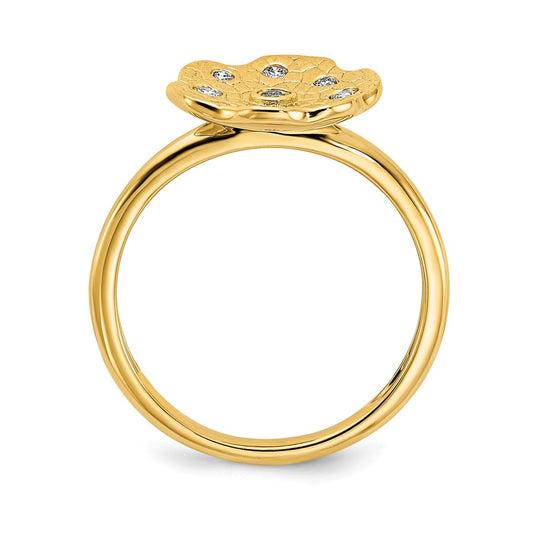 Polished and Textured 1/8 carat Diamond Flower Ring - WBC