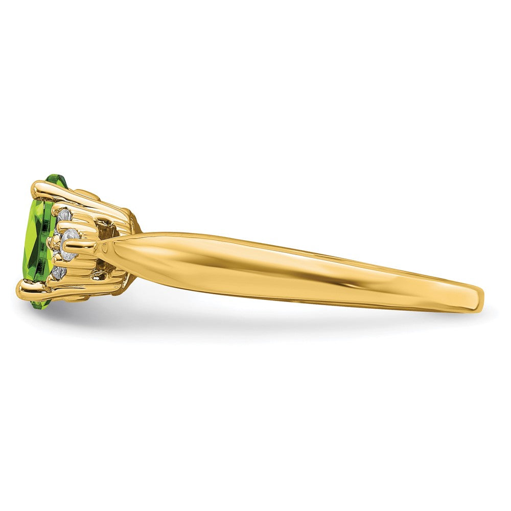 7x5 Oval Peridot and 1/8 carat Diamond Ring - WBC