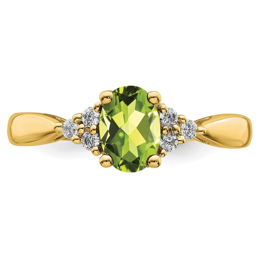 7x5 Oval Peridot and 1/8 carat Diamond Ring - WBC