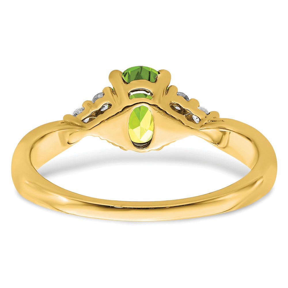 7x5 Oval Peridot and 1/8 carat Diamond Ring - WBC