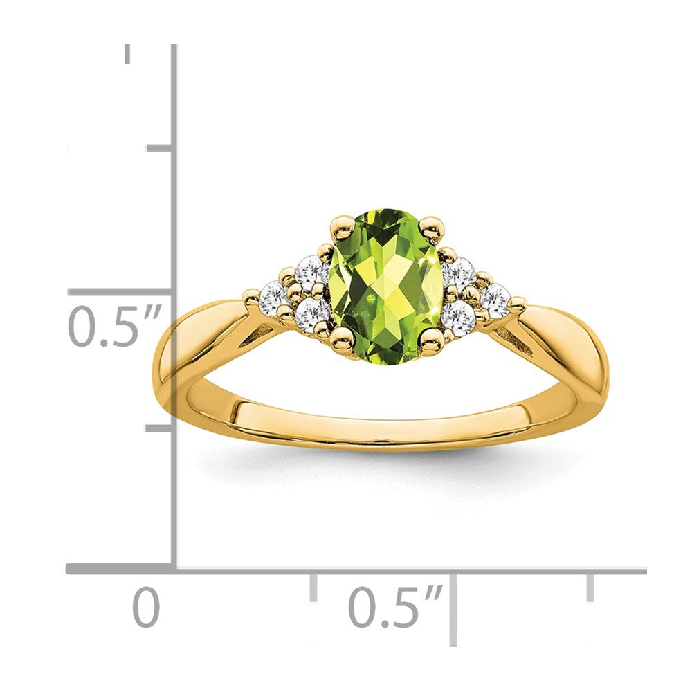 7x5 Oval Peridot and 1/8 carat Diamond Ring - WBC