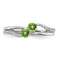 Round Peridot and 1/6 carat Diamond 2-stone Ring - WBC
