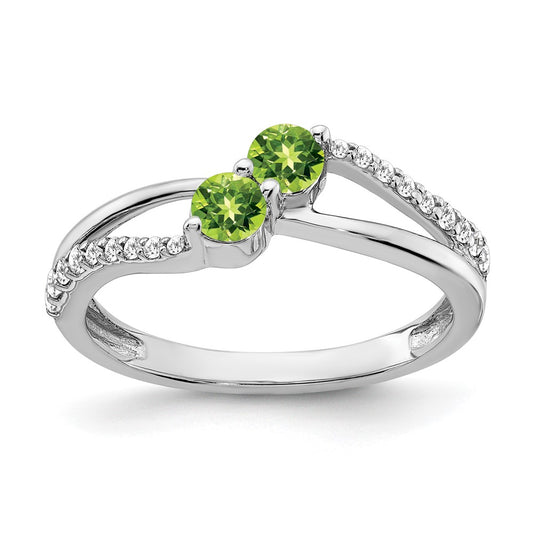 Round Peridot and 1/6 carat Diamond 2-stone Ring - WBC