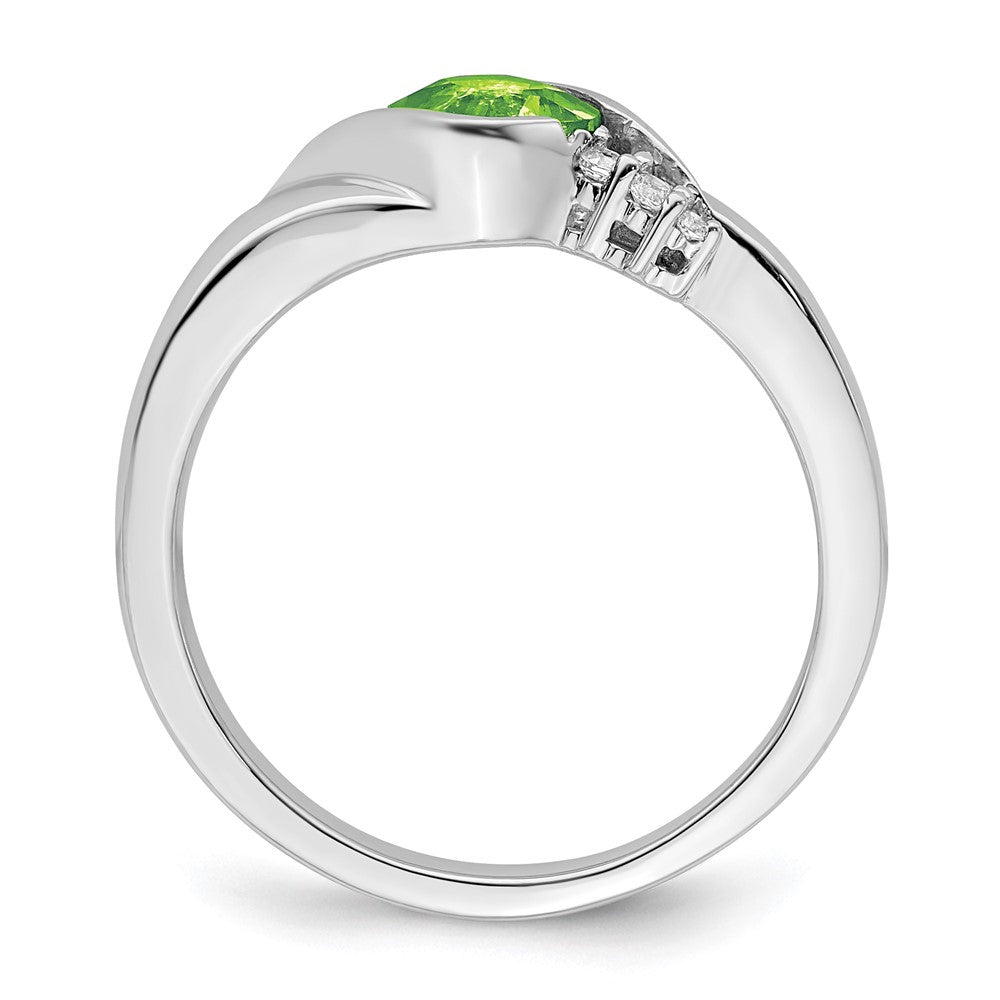 Cushion Peridot and 1/20 carat Diamond Ring - WBC