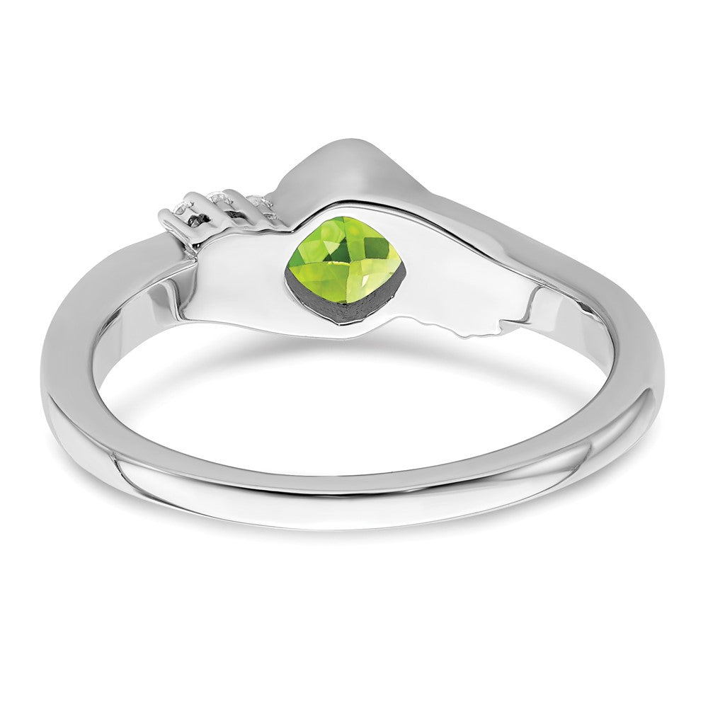 Cushion Peridot and 1/20 carat Diamond Ring - WBC