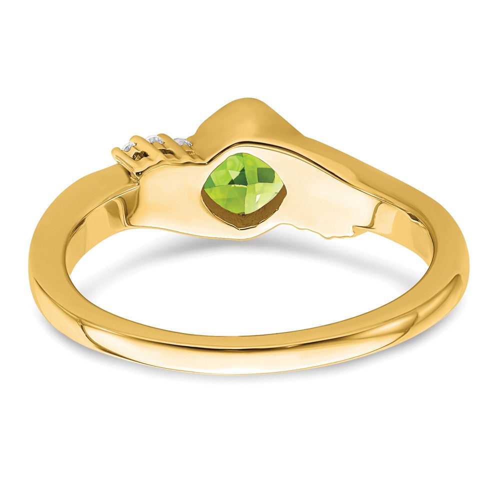 Cushion Peridot and 1/20 carat Diamond Ring - WBC