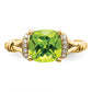 Cushion Peridot and 1/8 carat Diamond Ring - WBC
