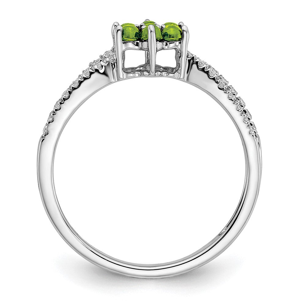 Peridot Cabochon and 1/5 carat Diamond Floral Ring - WBC