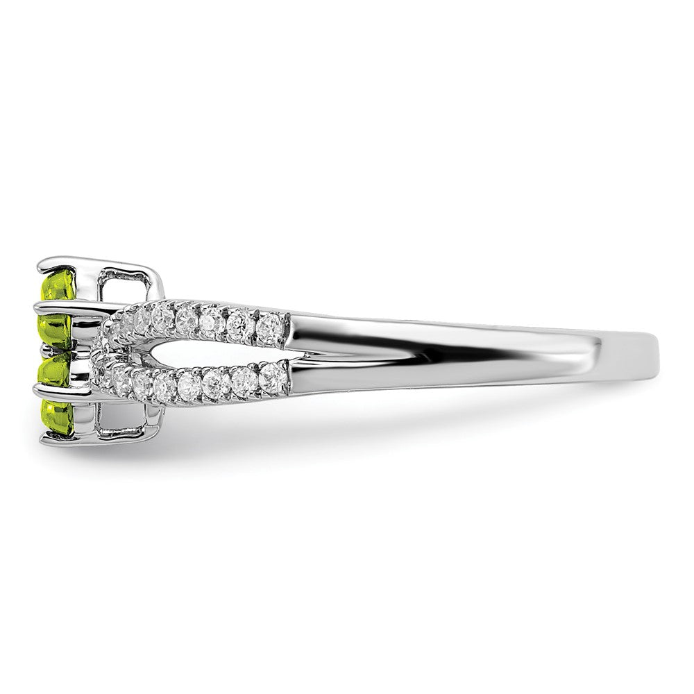 Peridot Cabochon and 1/5 carat Diamond Floral Ring - WBC