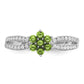 Peridot Cabochon and 1/5 carat Diamond Floral Ring - WBC